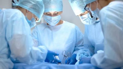 Surgical team in an operating theatre