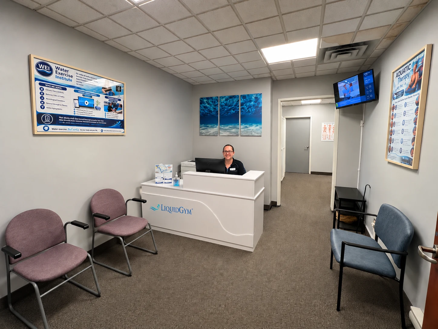 The reception at LiquidGym's new clinic on Robertson Road