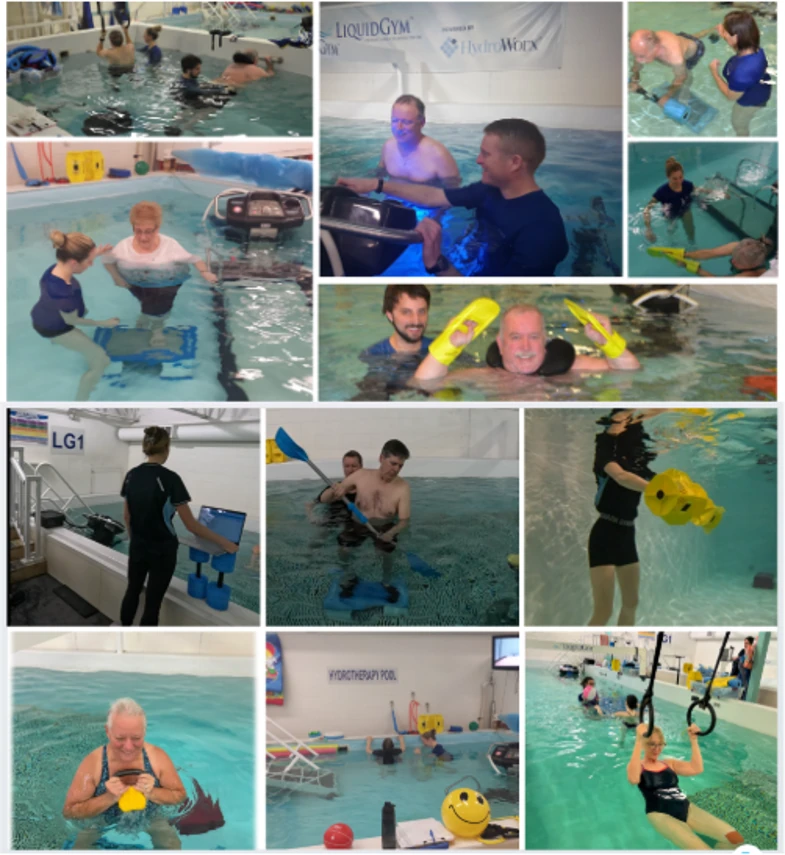 The Standard, Now Global: patients and clinicians in LiquidGym aquatic therapy sessions