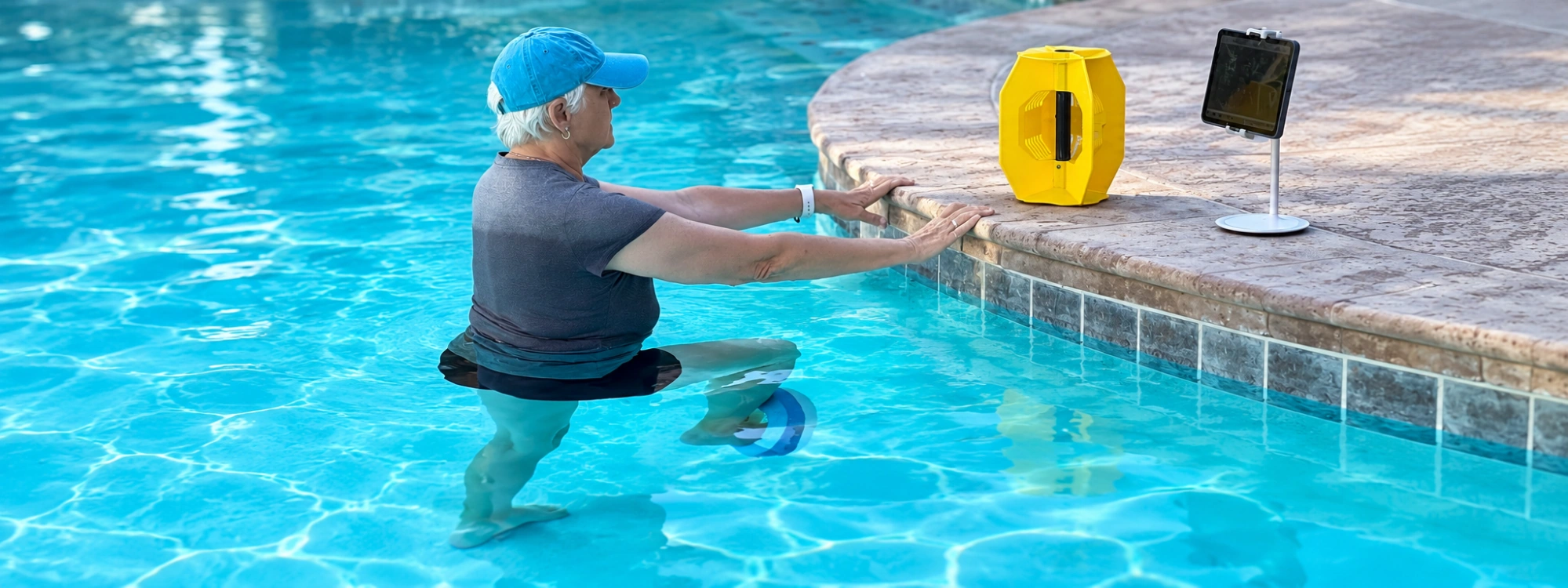 Following a guided WEI session at the poolside
