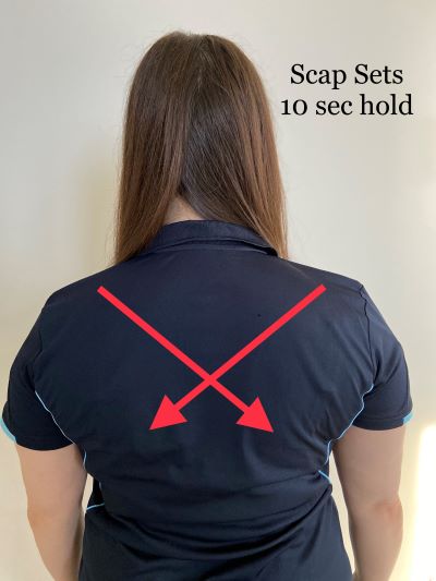 Scapular setting exercise while seated