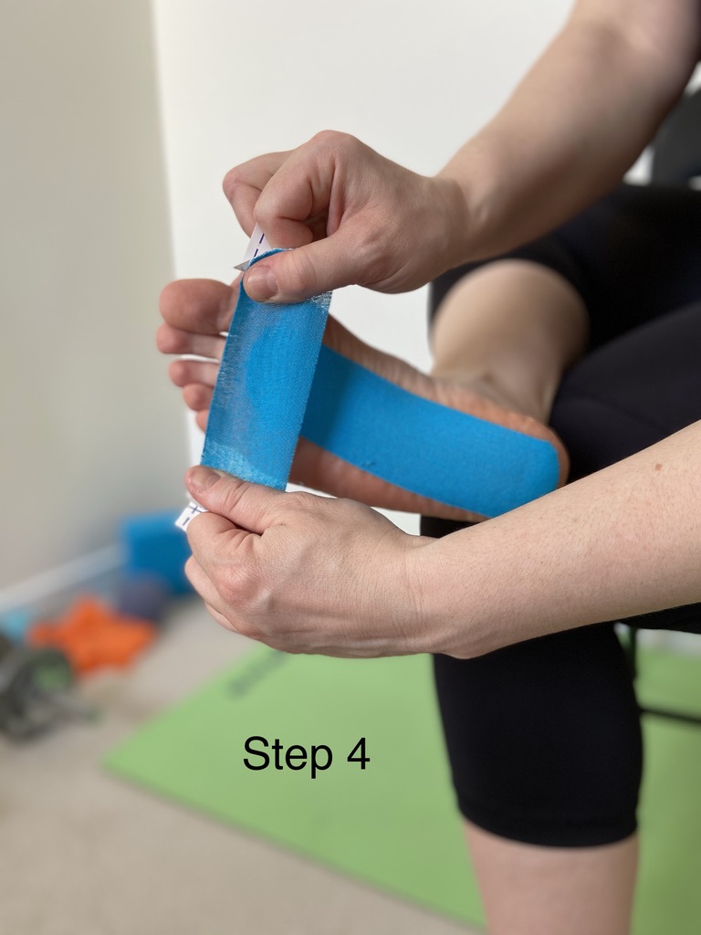 Placing a short anchor strip across the ball of the foot