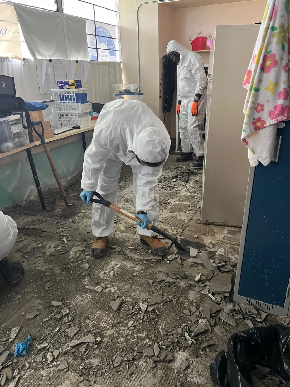 The clean-up crew at work after the flood