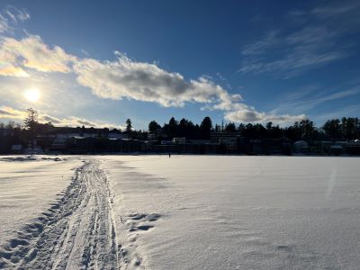 Walking outside on a winter trail