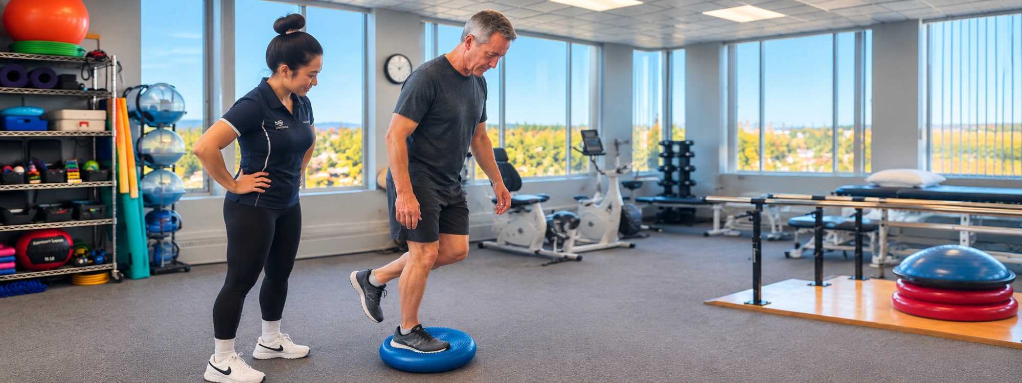 A veteran working with a kinesiologist