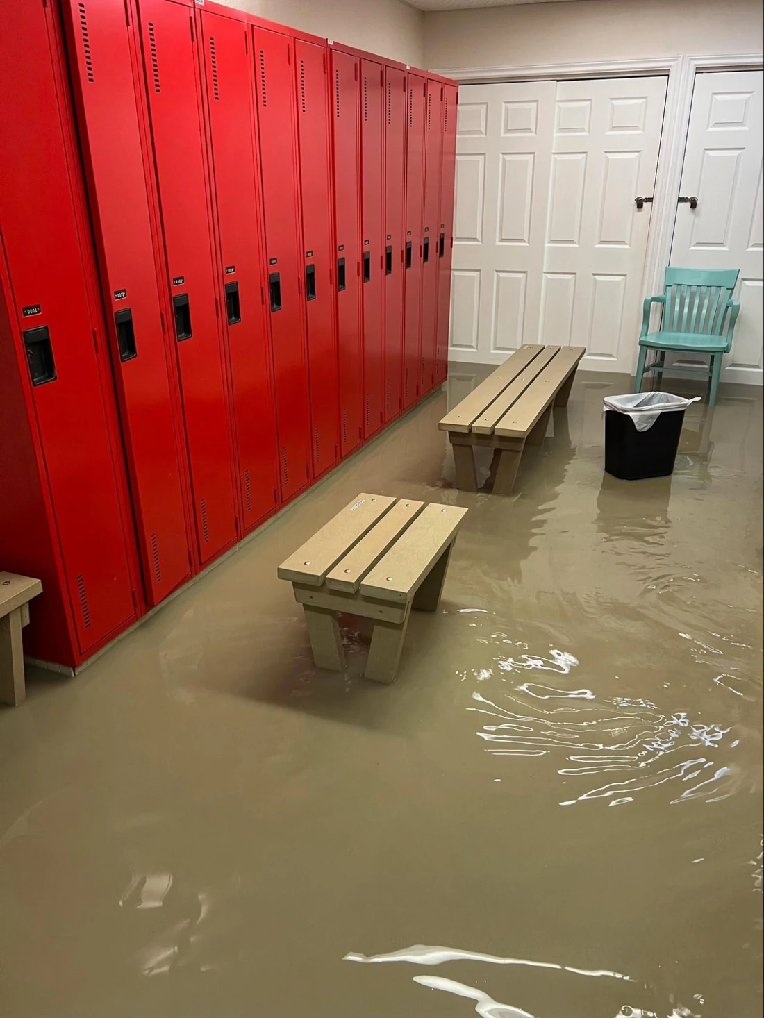 Flood water in the change room
