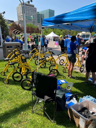 Alinkers parked beside the team tent