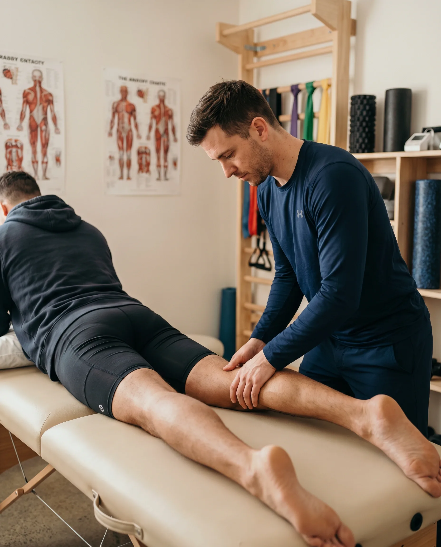 An athlete receiving a sports recovery massage