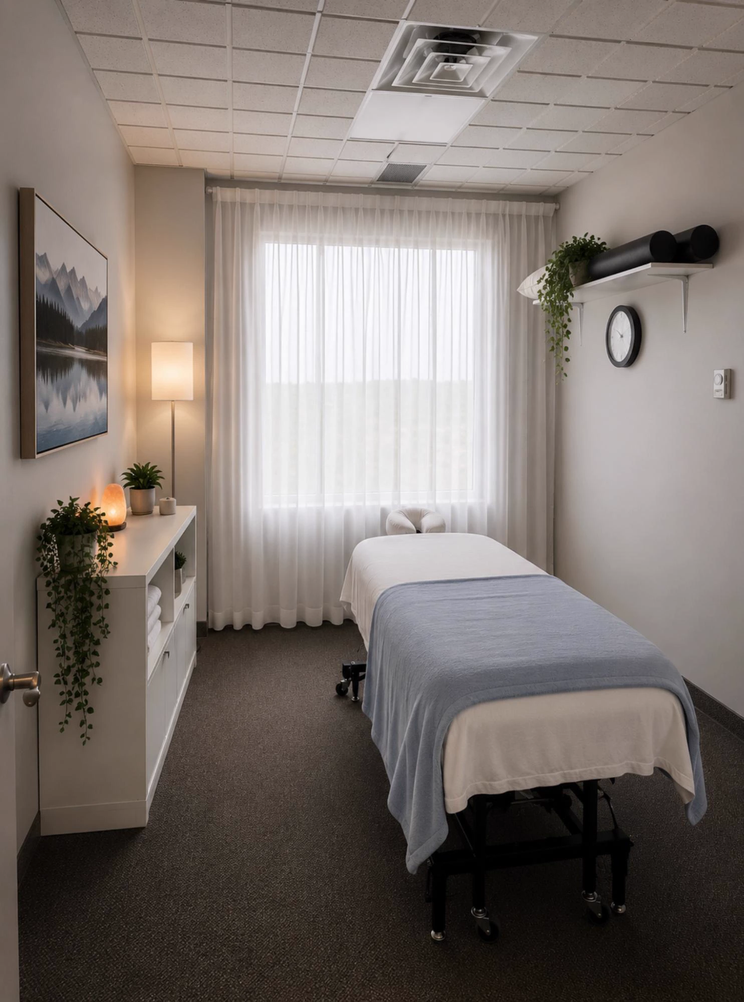 A massage therapy treatment room at LiquidGym