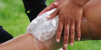 A heat pack applied to a shoulder