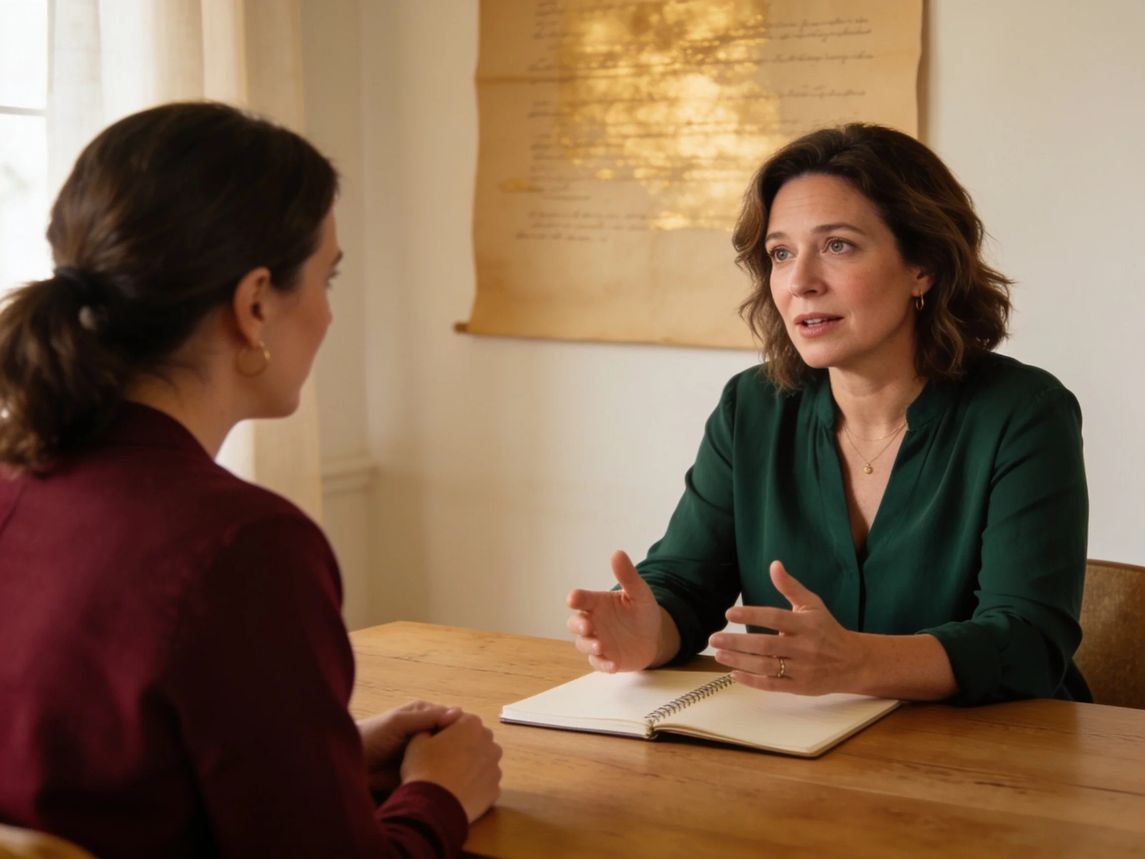 A one-on-one longevity coaching session at a table