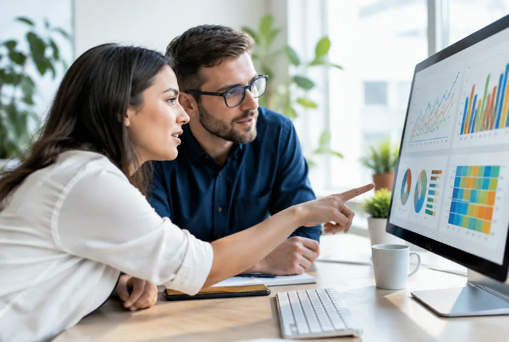 Two marketers reviewing performance data together before scaling spend
