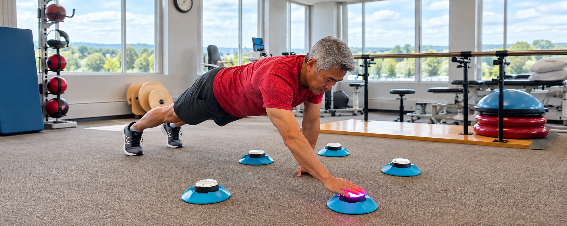 A veteran doing physiotherapy rehabilitation